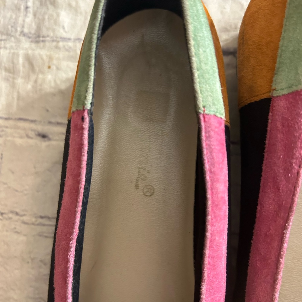 ANNIE COLOR BLOCK VTG FLATS WITH BOW TOE LEATHER SUEDE UPPERS WOMEN’S SIZE 8.5 - Picture 8 of 11